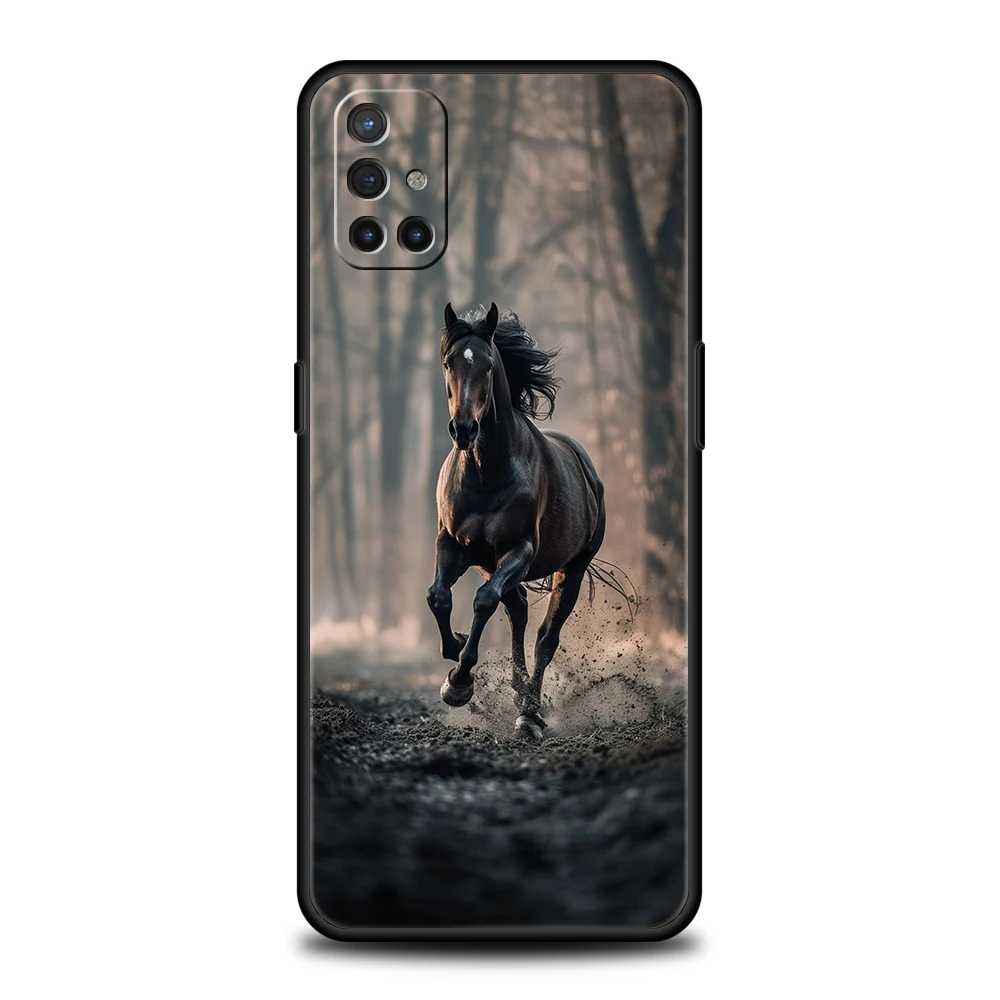 Black and White Galloping Horses Phone Case Cover