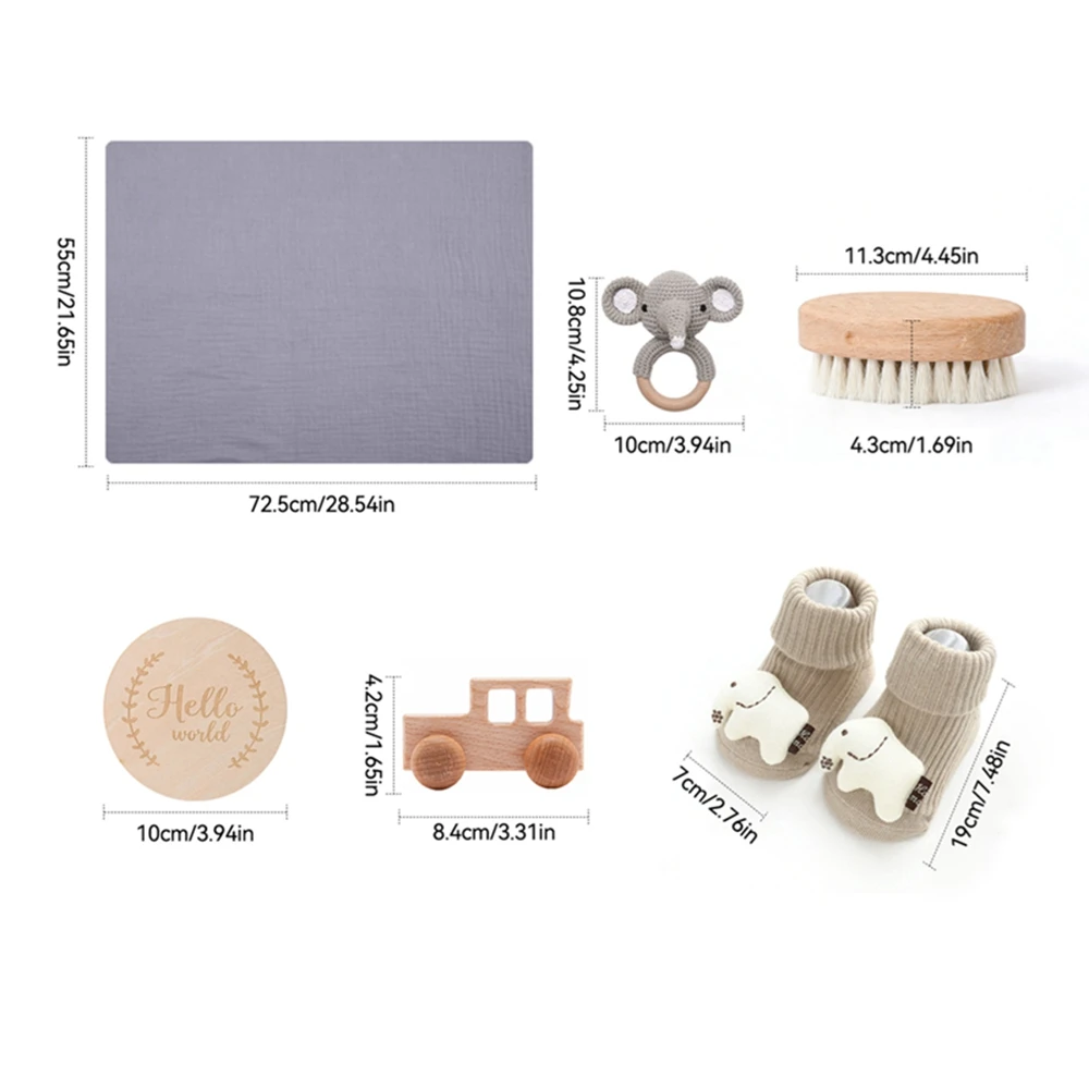 Set da bagno per neonati con copertina, sonaglio, calzini da bagno, regalo per bambina e regalo per bambino, set regalo per neonati - immagine 6