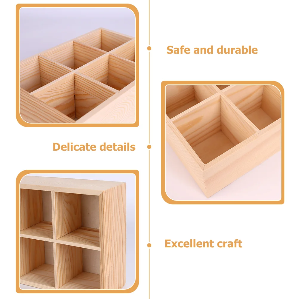 Marker Office Rustic Pen Basket Multi-slots Crayon Organizer Pine Wood Holder for Desk Boxes 2