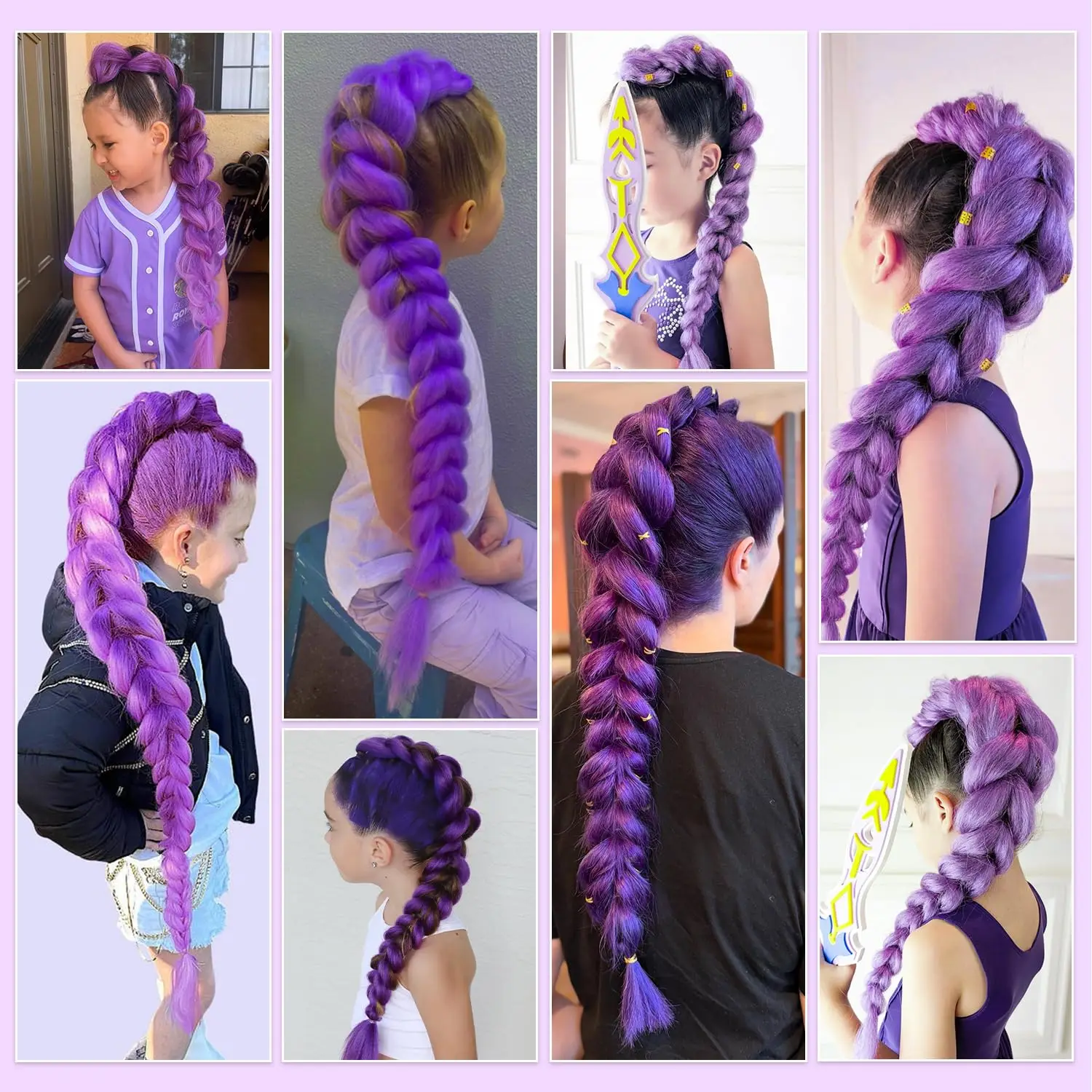 Purple Braiding Hair Pre Stretched Long Synthetic Braiding hair Extensions for Stage Party Halloween Costume Cosplay