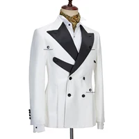 Cenne Des Graoom 2023 New Wedding Suits for Men 2 Pcs Double-Breasted Black Jacket Tuxedo Pants Party Groomsmen Fashion Show 2