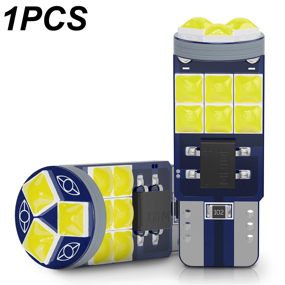 

1pcs 194 T10 LED Bulbs 6000K White 168 2825 T10 W5W 3030 15SMD Bright LED Chips for Dome Light Map Light Door Light White 6000K