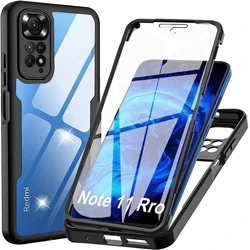 Transparent 360 Full Body Shockproof Phone Case and Screen Protector - Redmi note 13pro 4g (Black)