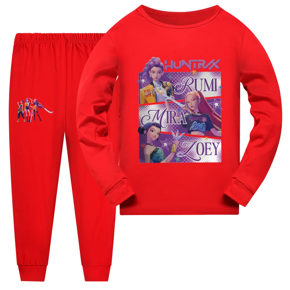 Pijama De 2 Piezas Para Niñas, Manga Larga, Estampado De Dibujos Animados, Suave Y Transpirable
