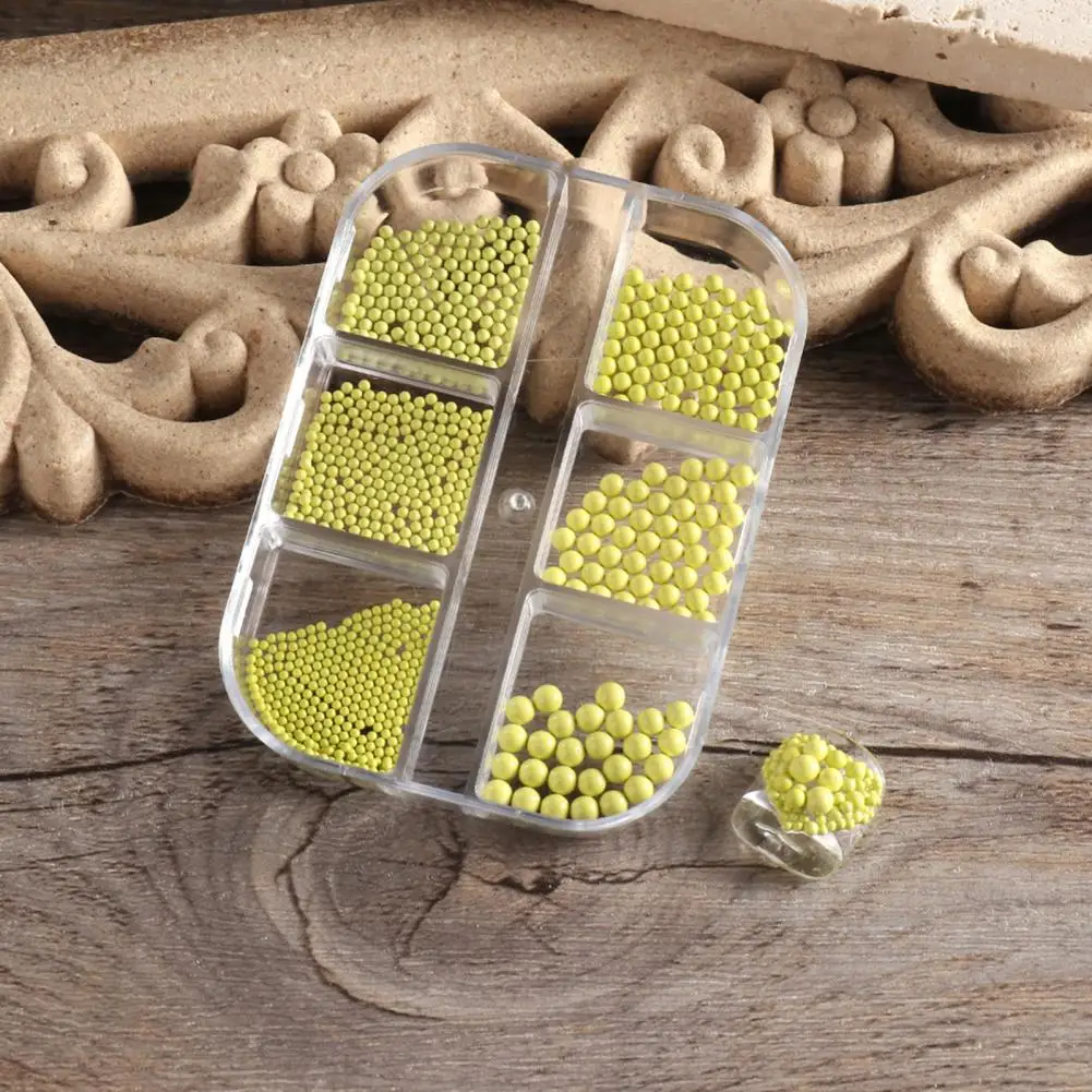 

6 Grids/Box Functional Nail Art Faux Pearls Nail Art Decoration Colorful Sturdy