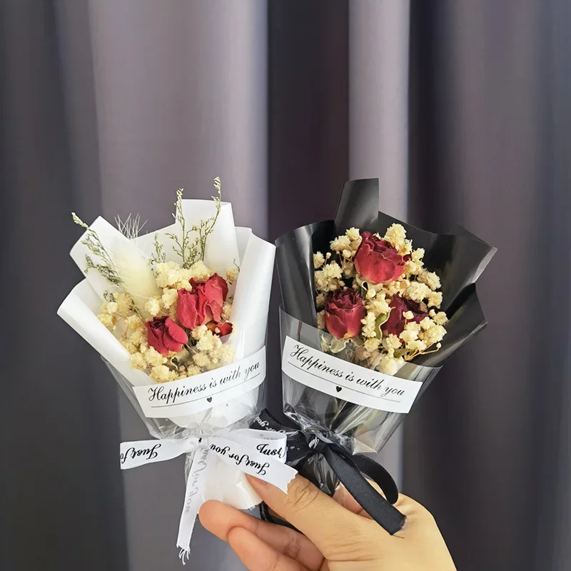 Mini Bouquet for Girlfriend Valentine's Day Souvenir Gift Box Collocation  Decor Dried Flowers Home Wedding Party Decoration - AliExpress