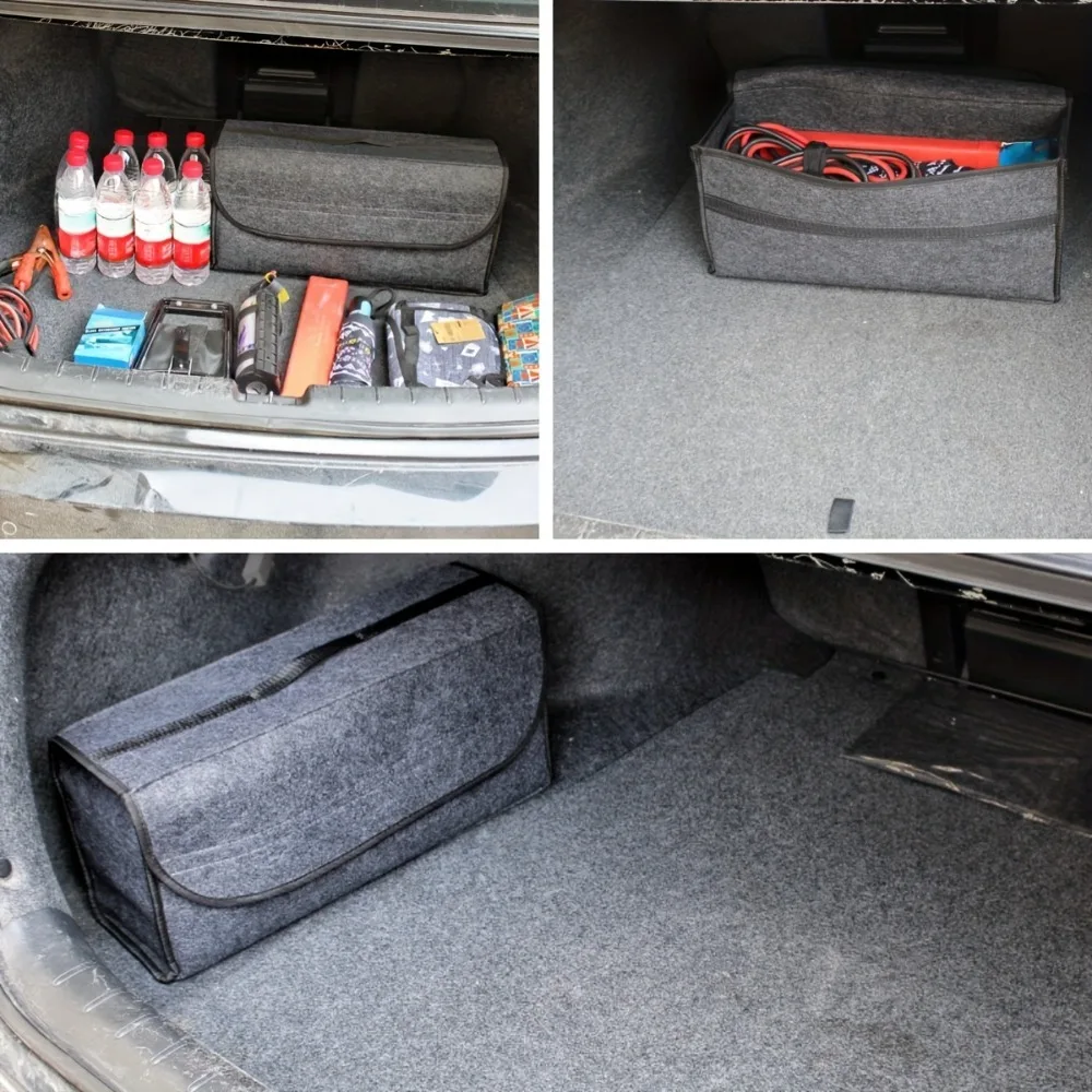 2-Pack Heavy-Duty Foldable Car Trunk Organizer with Open-Top Design - Heavy-Duty Vehicle Storage Bin, Space-Saving Organizer for