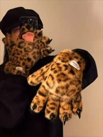 Animal Paw Gloves Warm Leopard Print Design Golves Tiger Paw Leopard Claw Cute Cartoon Hand Gloves for Women Gift