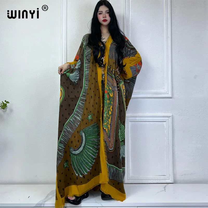 

Осеннее Африканское платье WINYI, модный подиумный зимний Кардиган в стиле бохо, женское кимоно, женское платье, женская абайя, наряды для женщин, пальто