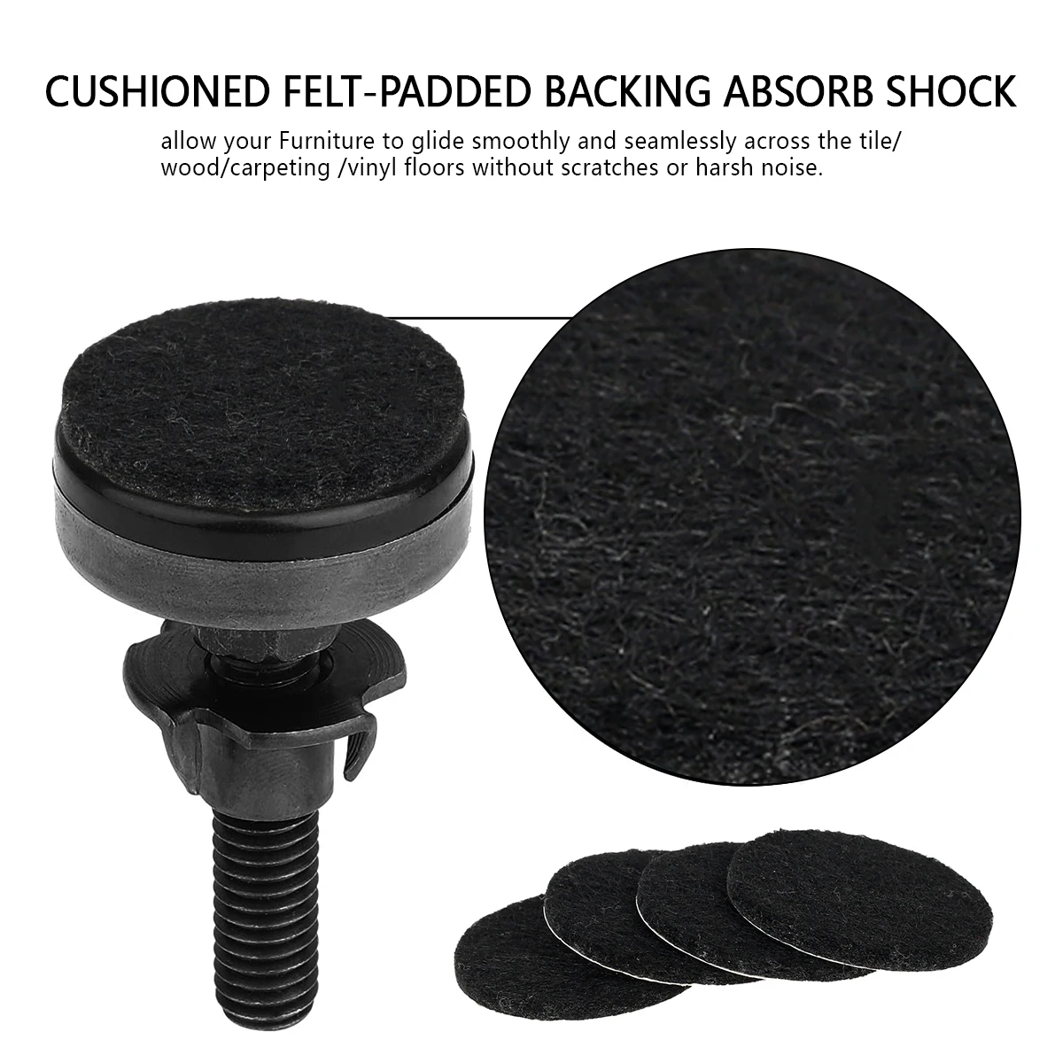 4 Pack Heavy-Duty Adjustable Furniture Levelers with Floor Protector Pads