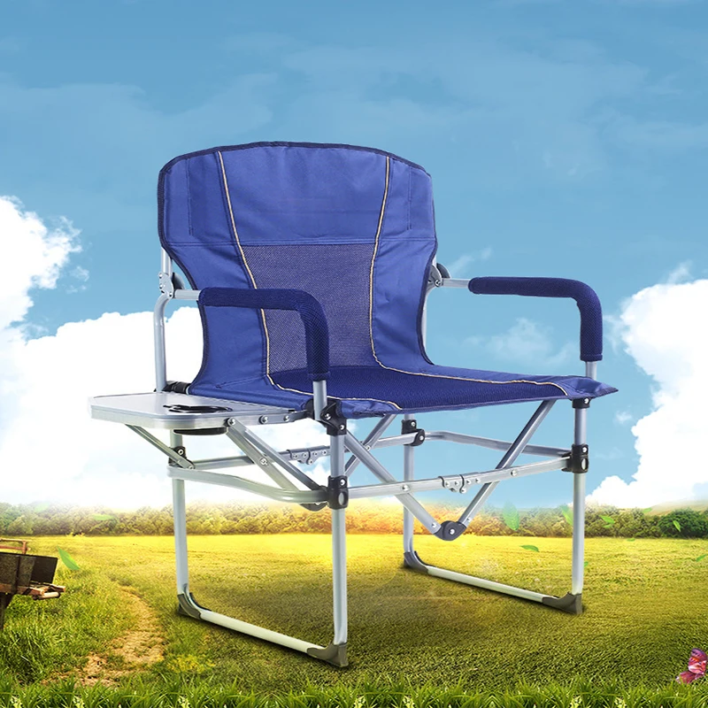 

Outdoor Fashion Portable Director Folding Leisure Camping Fishing Beach Chair with Armrest Metal Stool