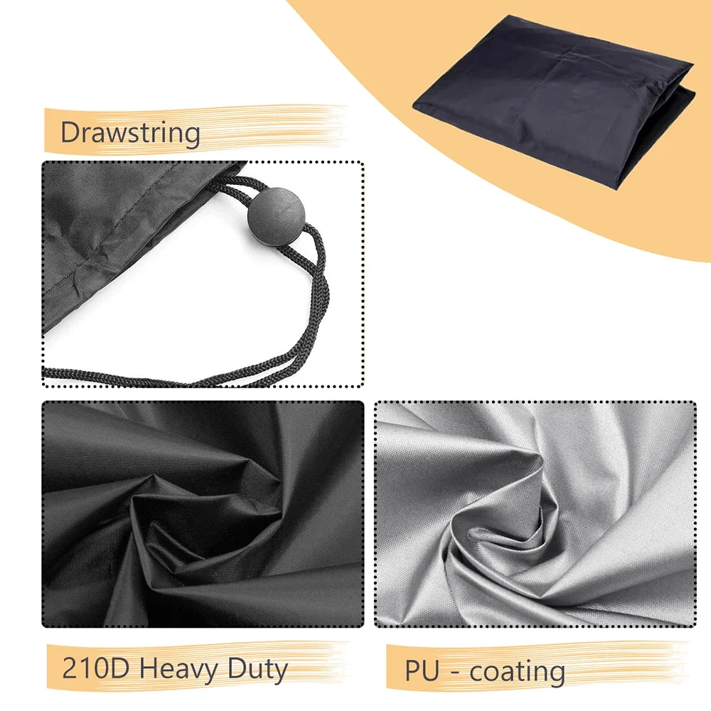 210D Waterproof Air Heater Cover Patio Heater Cover 221x53x61cm Black Garden Courtyard Outdoor Furniture Dustproof Protection