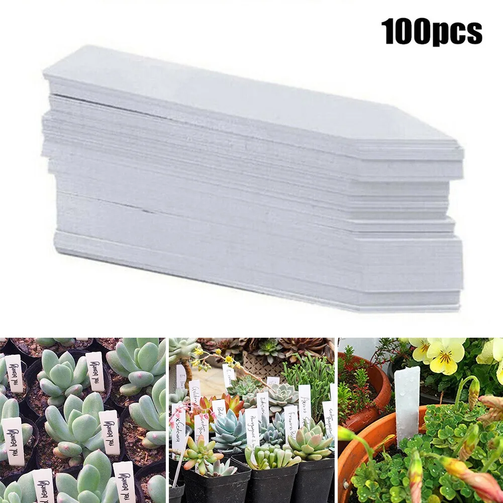 

100pcs Garden Plant Label White Waterproof Plastic Garden Labels Gardening Plant Nursery Markers Label Tray Mark Diy Tool