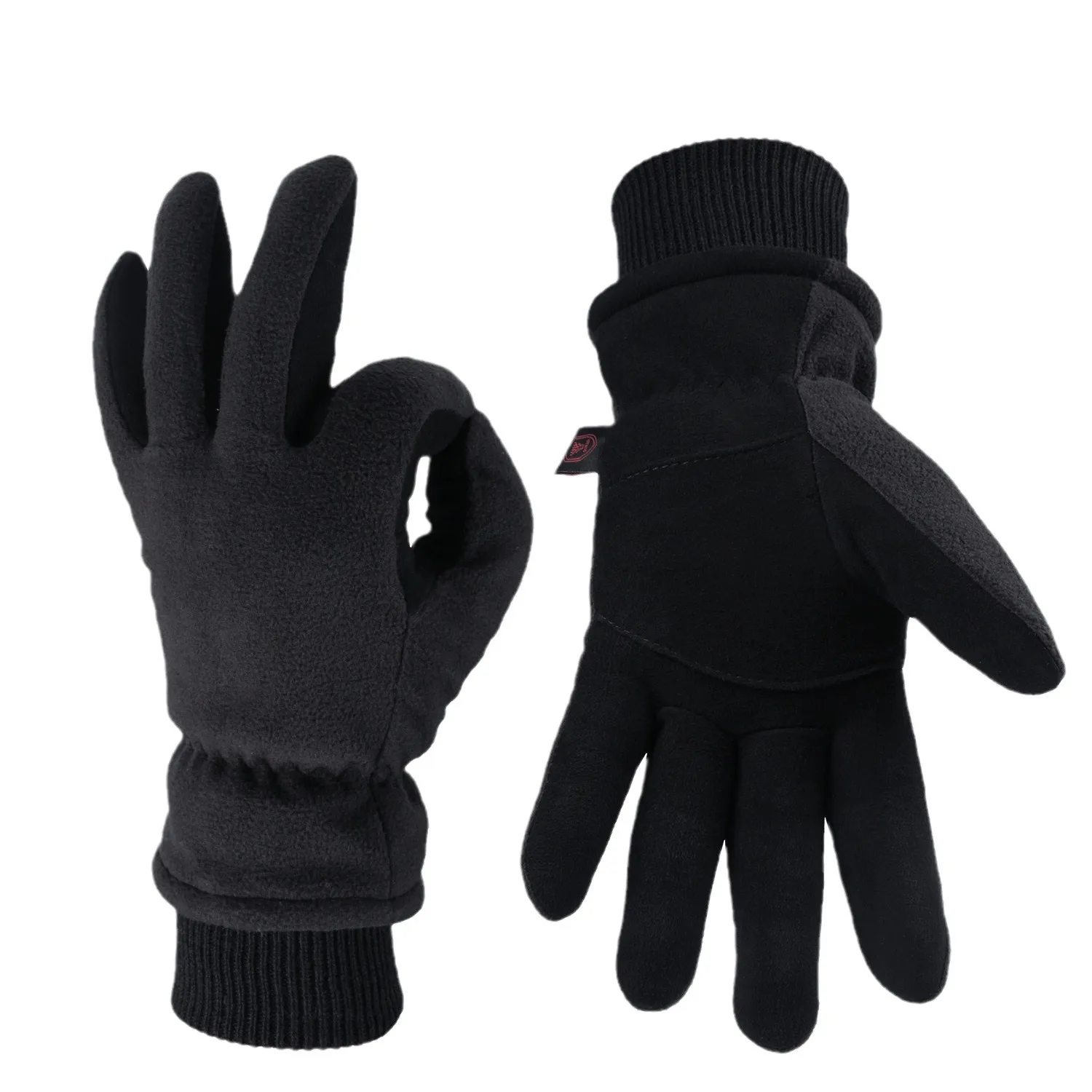 Adult Anti Cold Skiing Riding Gloves Full Finger Velvet Thicken Ski Camping Gloves Outdoor Fleece Running Cycling Sport Gloves 3