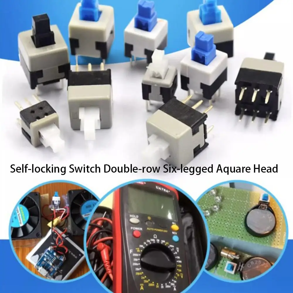 

Double-row Self-locking Switch Six-legged Plastic Six pin switch 5.8*5.8 7*7 8*8 8.5*8.5MM Aquare Head Button Switch Tool Parts