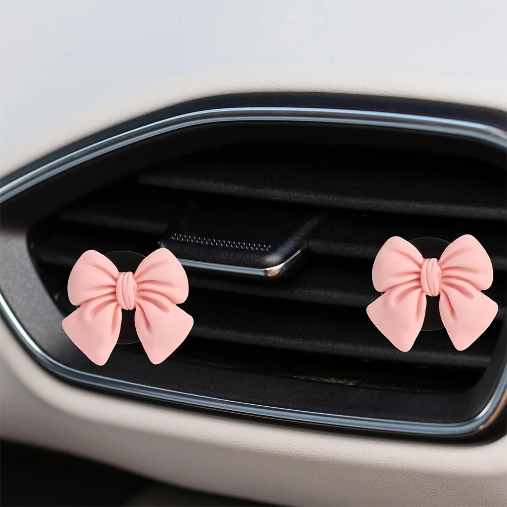 7Pcs Pink Bow Car Air Vent Freshener Clip Reusable Air Condition Vent Decoration for Car Interior Decoration Accessories