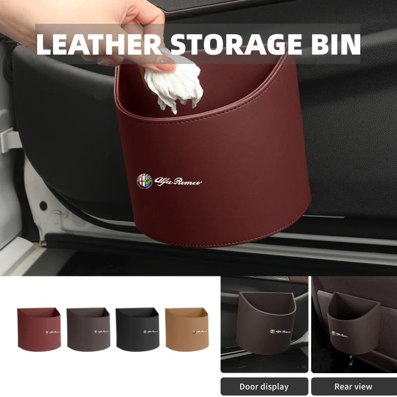 Organizzatore Di Immagazzinaggio Della Portiera Dell'Auto In Pelle Cestino Della Spazzatura Per Alfa Romeo Gt Stelvio F1 Brera Volante Tonale Gloria D