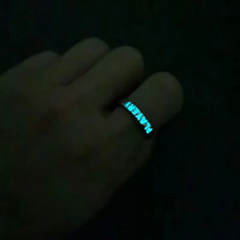 Luminous Ring for Women Men Creative Glowing in the Dark Player 1 Player 2 Matching Gaming Ring for Couple Valentine's Day Gift 2