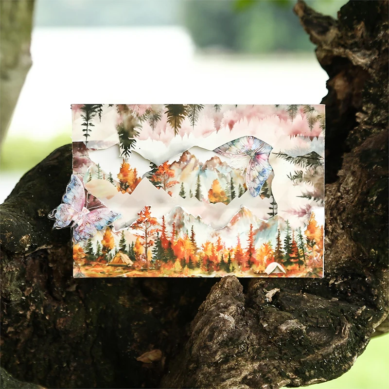 Yoofun 4.5x200cm Mountain and Forest  PET Tape Vintage Plant Landscaping Masking Tape Collage Creative DIY Journal Stationery 3
