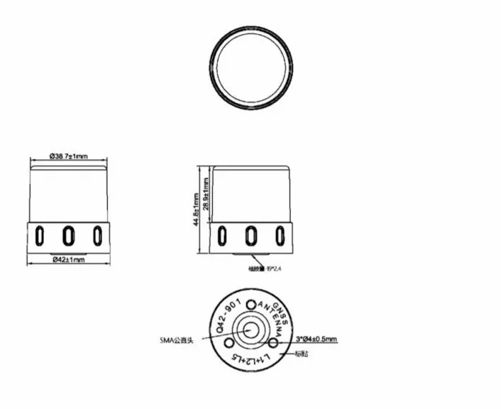 L1 L2 L5 rtk gnss antenna UM982 UM980 ZED-F9P SMA interface height 44mm width 42mm Q42-100 Q42-910