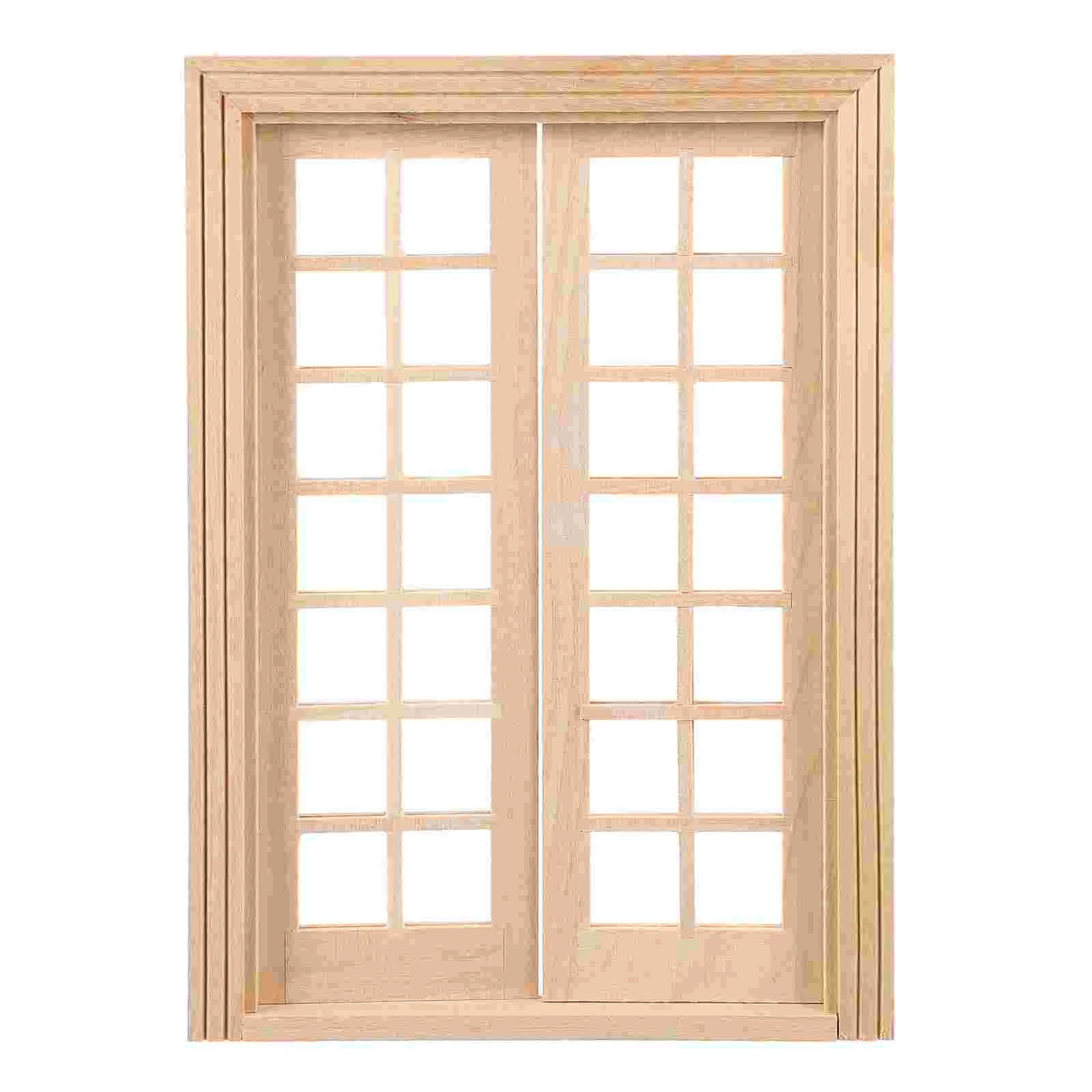 

1: 12 миниатюрная деревянная дверь деревянная внешняя дверь Window 28, необработанная деревянная дверь, модель мебели для «сделай сам», аксессуары для дома