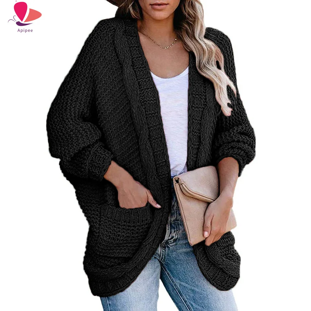 

Cardigans Jackets Coats Pockets Twist Women Knitted Winter Coat Vintage Slim Holiday Boho Slim Long Cardigan Female Knitwear New