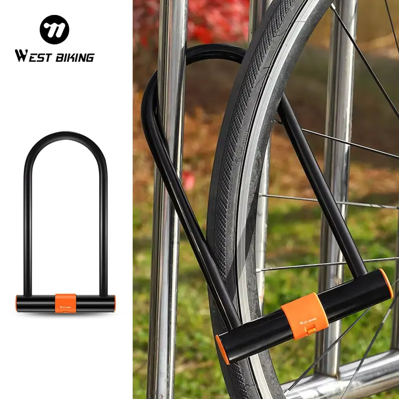 WEST BIKING ตัวล็อคจักรยาน ตัวล็อคจักรยานเหล็กคาร์บอน ตัวล็อคจักรยานเสือภูเขา ตัวล็อคจักรยานถนน ป้องกันการโจรกรรม ปลอดภัย อุปกรณ์เสริมสำหรับรถจักรยานยนต์ สกู๊ตเตอร์ จักรยาน 1