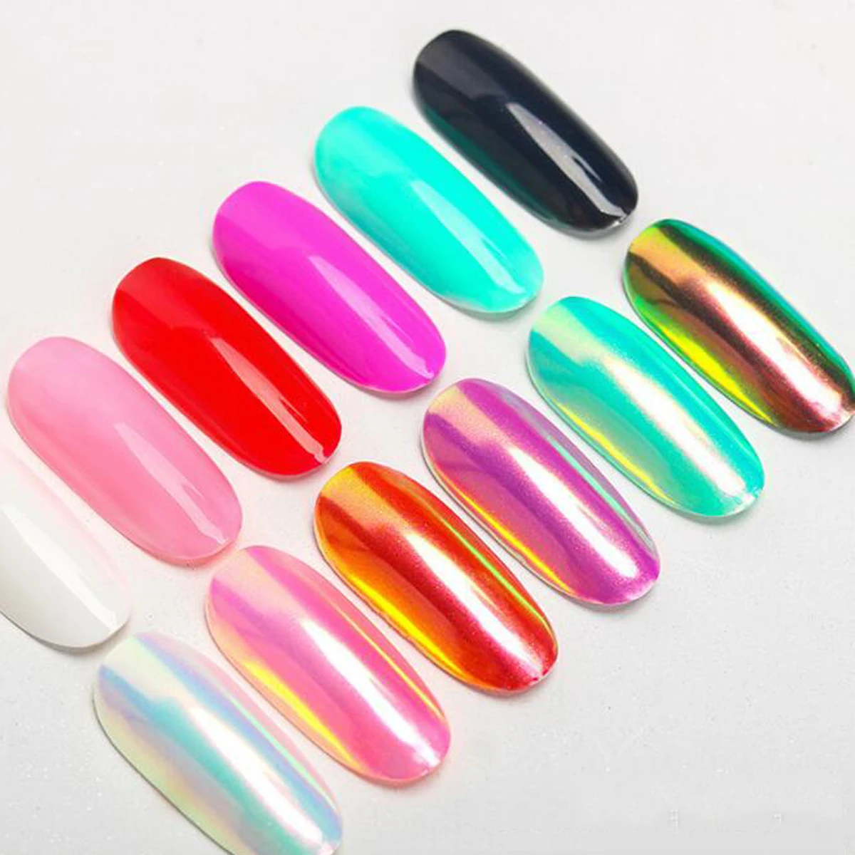 1Jar Aurora Nail Powder Mirror Effect Chrome Nail Art Rainbow AB Mermaid Magic Mirror Powder Mermaid Pearl Colorful Shell nail powder