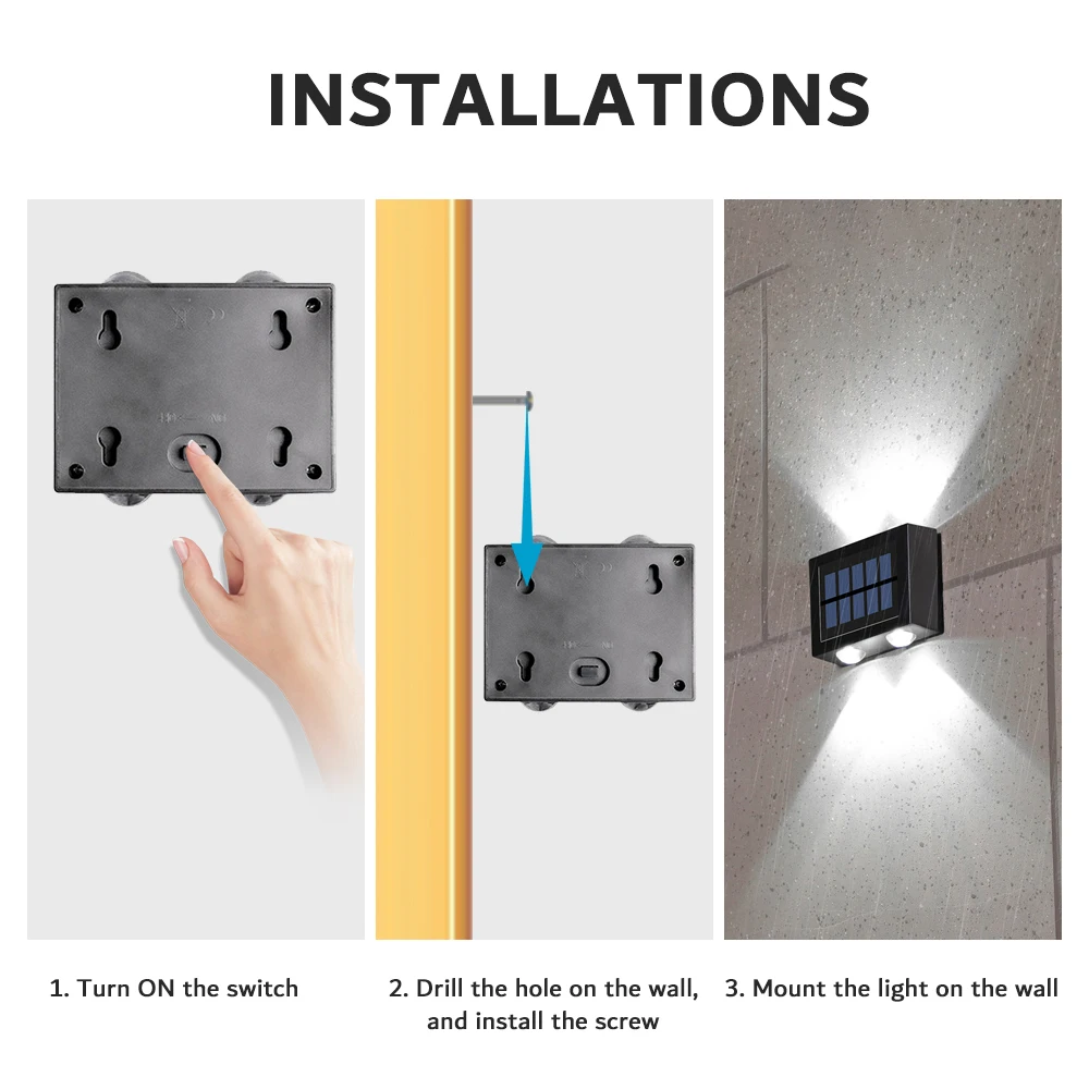 XFLAMPER Warm White 4LED Solar Lights Outdoor for Garden Up and Down IP65 Waterproof Wall Lamps for Home Yard Decoration (2PCS) 4