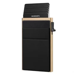Sleek RFID Blocking Metal Wallet - Minimalist Card Holder with Secure Protection (Gold)