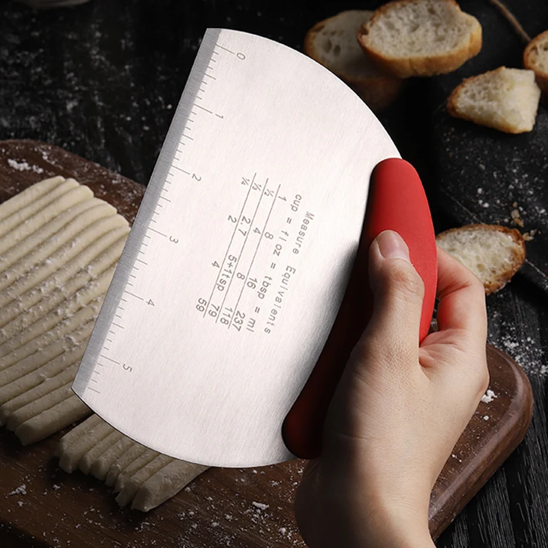 Bench Scraper Stainless Steel Dough Chopper Measure Cutter Pastry