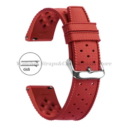 Premium 20mm Waterproof Silicone Sport Wristband - Soft, Durable Rubber Strap - 20mm (Red)