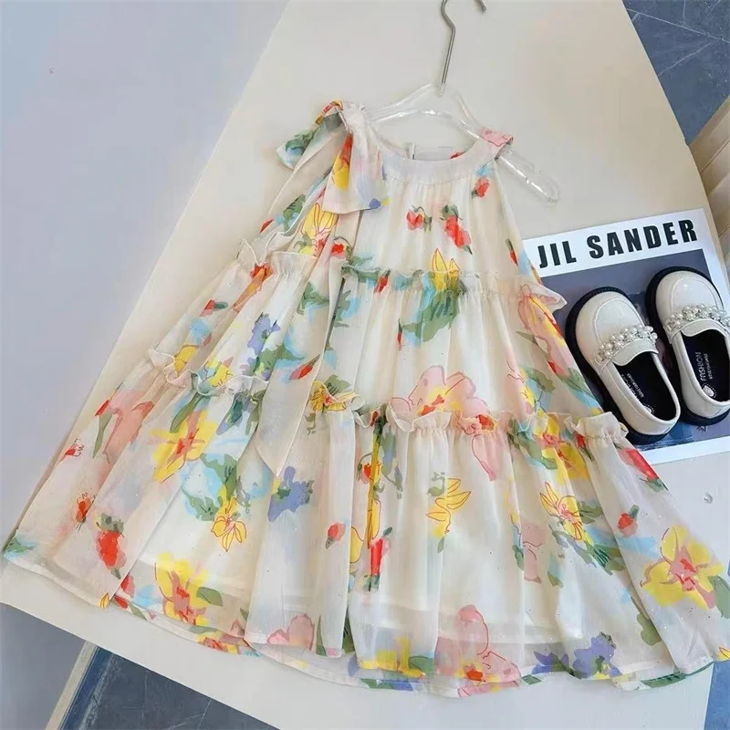 

Girl Dress Kids Baby Party Birthday Evening Gown Cotton 2024 Chiffon Spring Autumn Outwear School Beach Flower Girl Dress Childr
