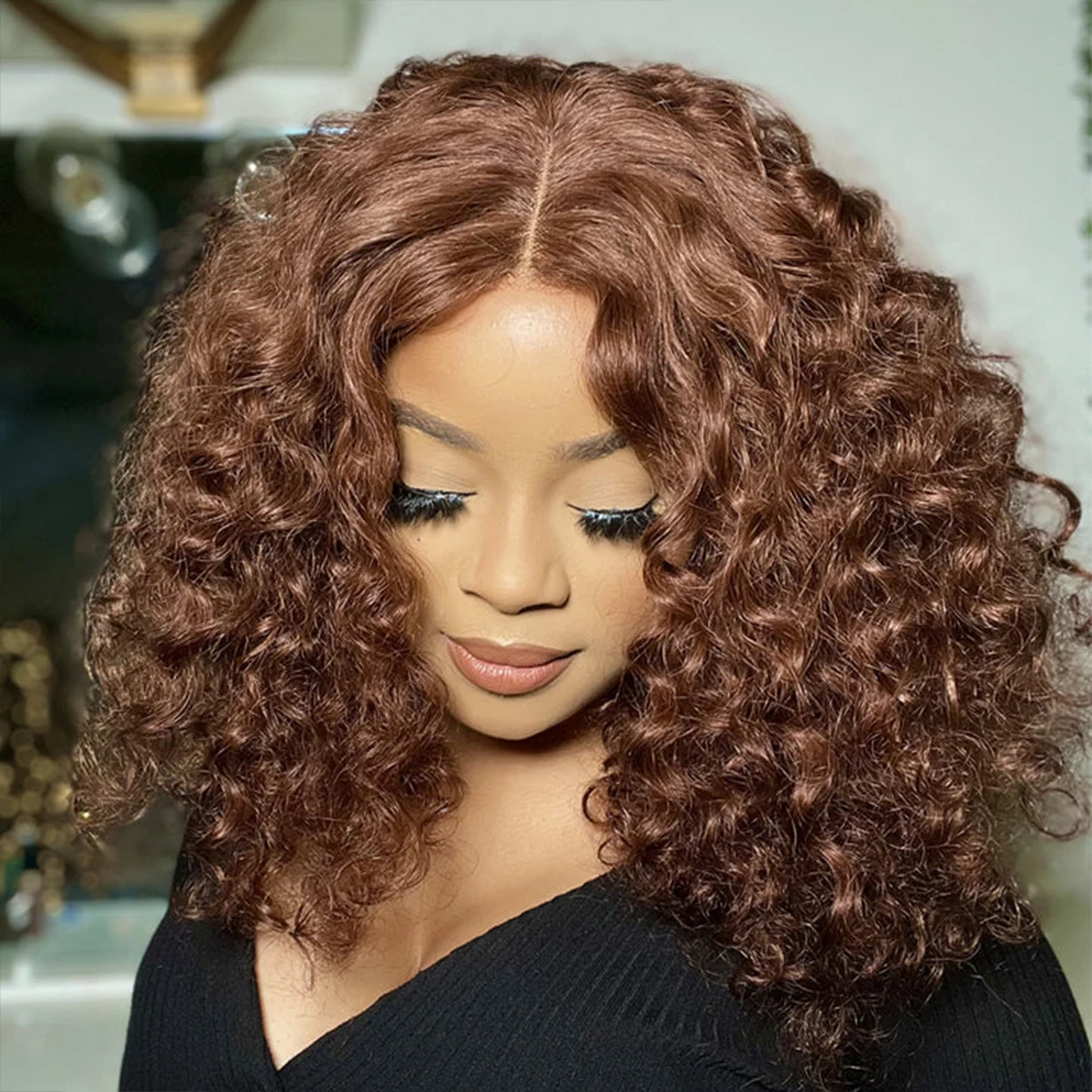 250% Density Bruine Kleur Water Wave Lace Frontale Pruik Voor Vrouwen 13x4 Hd Lace Wig Lijmloze Indiase Maagdelijke Haar Sluiting Pruik_voghion.com