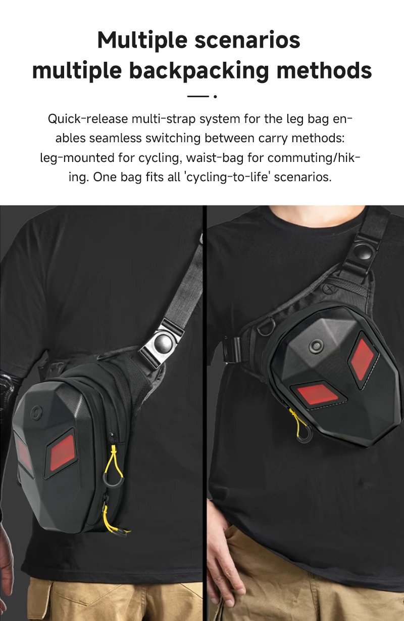 Man sling bag LED Eye Motorcycle Riding Unisex Leg Bag Hard Shell Waterproof Tra