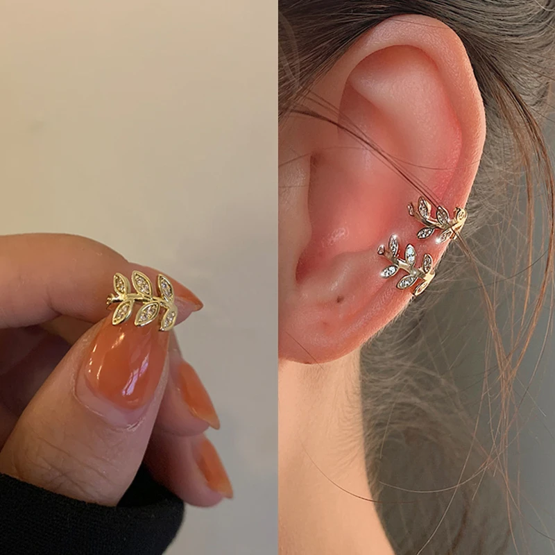 1Pcs Fashion Gold Leaf Clip Earring For Women Without Piercing Punk