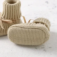 Newborn Baby Shoes Knitted Infant Girls Boys Boots Cute Butterfly-knot Toddler Walk Bed Shoes Warm 0-18M Accessories Hats Gloves 4