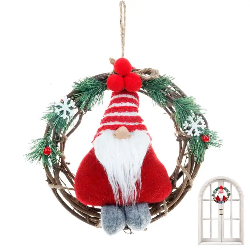

Рождественский венок для входной двери, рождественские украшения для окон, венок, Рождественский гном, венок для окон магазина и украшения комнаты