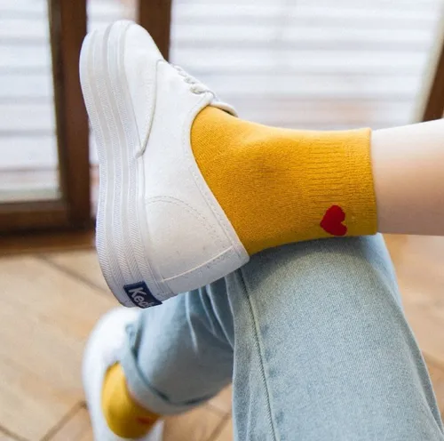 다채로운 색상 참신한 패션 하트 긴 양말 남녀 공용, 한국 스타일, 통기성, 달콤한 패션, 1 쌍 4