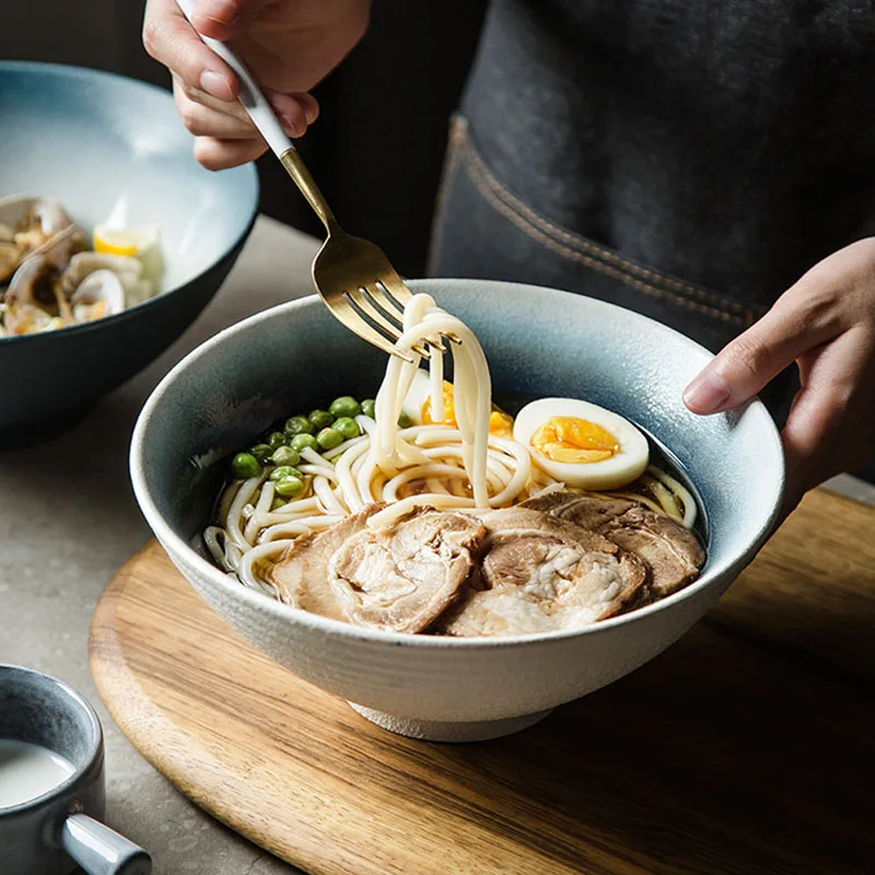 

Japanese branch pottery bowl, special noodles, large salad bowl, creative restaurant utensils