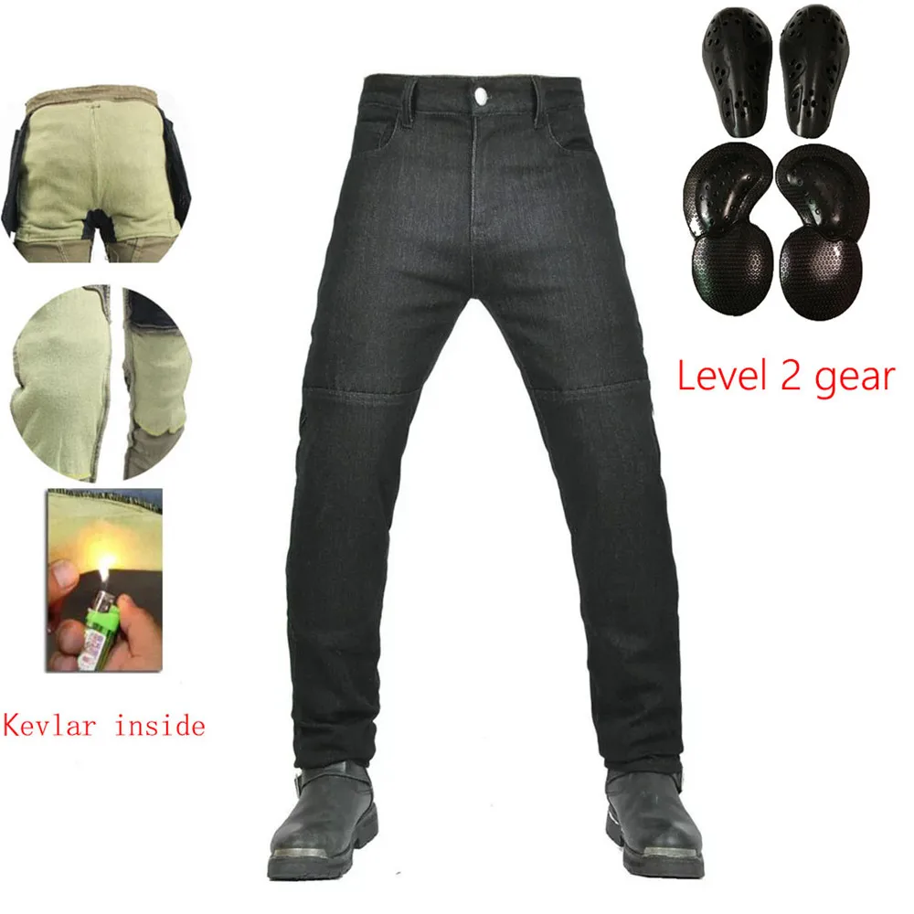 Motorcycle Riding Jeans Pants Soft elastic Inset Gear Wear-resistant Fireproof Kevlar Protective Layer On Hips And Knees - Image 2