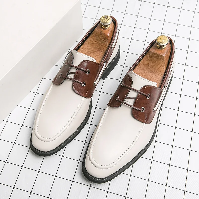 

Leather Men Men Loafers British Style Classic Casual Shoes Fashion Boat Shoes England Men's Flats Lace Up Lazy Shoes Mens Dress