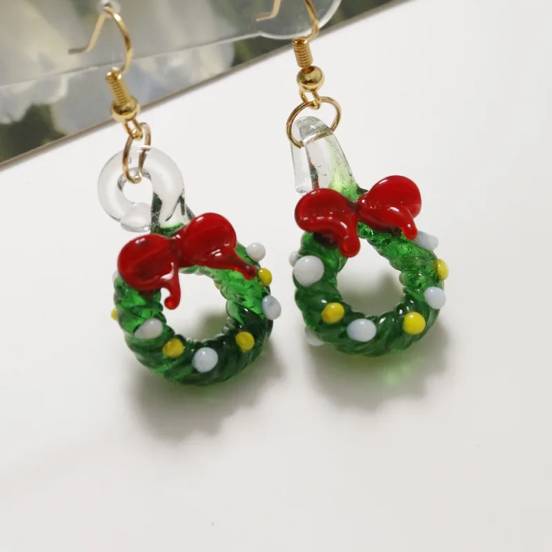 Christmas Series Glass Bow Round Hollow Floral Wreath DIY Bracelet Pendant Hair Accessories Materials - Convenient Home Decor