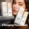 Color Changing Foundation Moisturizing Hides Wrinkles Lines SPF 15+ Hydrating Color Longwearing Waterproof Makeup Base Concealer