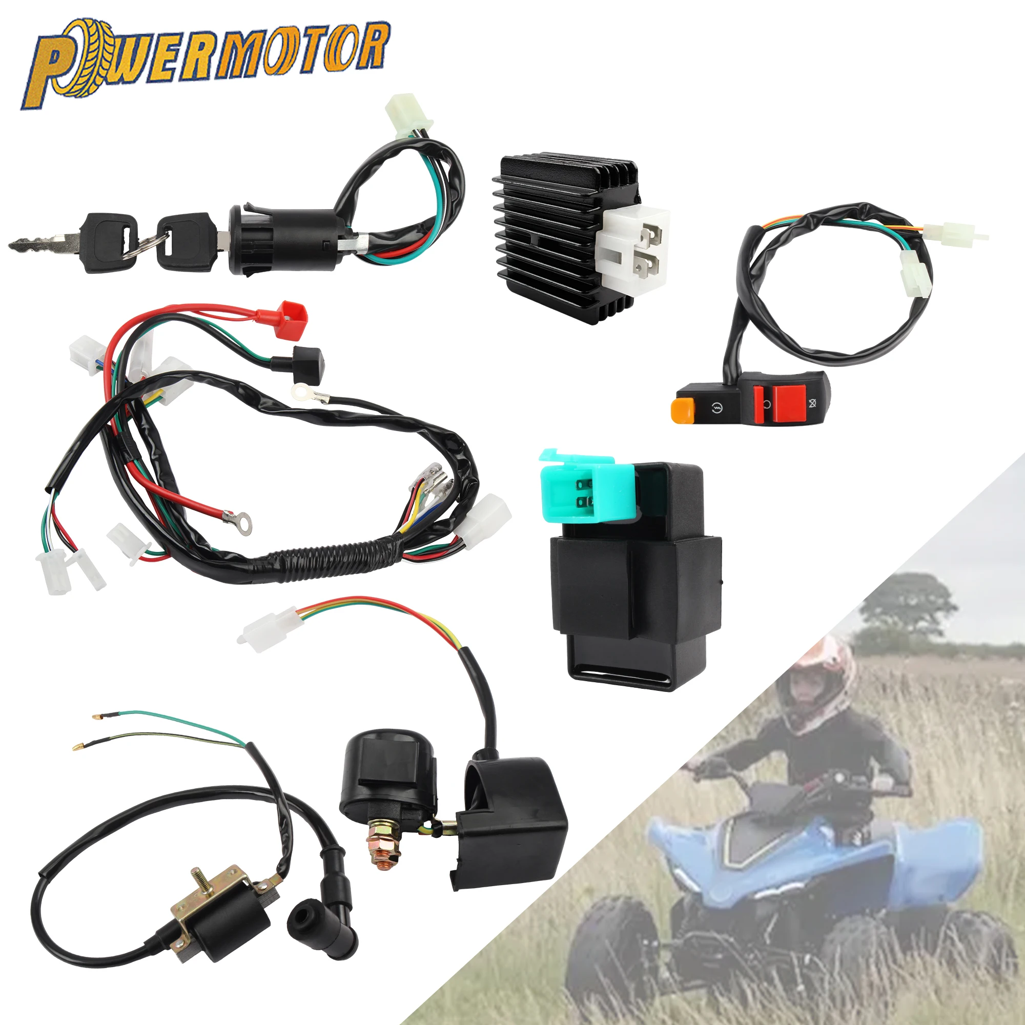 4행정 50cc 70cc 90cc 110cc CDI 점화 완전 배선 하네스 CDI 점화 세트 ATV UTV 쿼드 더트바이크 모토크로스 부품