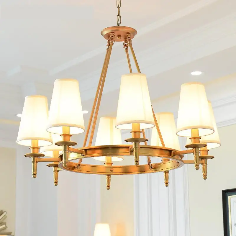 

Большая декоративная медная подвесная люстра для фойе, роскошные светодиодные лампы для спальни, гостиницы, гостиной, освещение