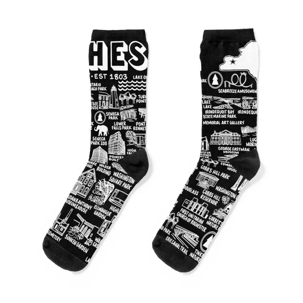 

Rochester New York Map Socks sports and leisure loose retro Man Socks Women's