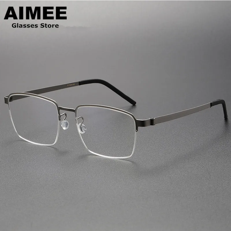 

Denmark Brand Half-Rim Titanium Glasses Frame Women Ultra-light Eyeglasses 7426 Men's Screwless Prescription Eyewear Optical Len