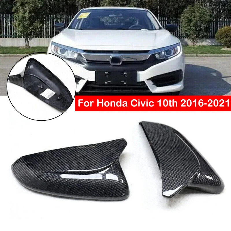 

Для Honda Civic 2016 - 2021 10 - я замена реального углеродного волокна заднего вида крышка крыла крышка наружная дверная крышка
