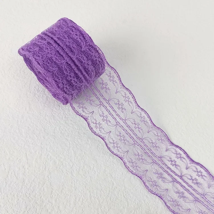 Elegant Metallic Lace Ribbon – 10m Embroidered Trim for Sewing, Crafting, & Decorative Projects